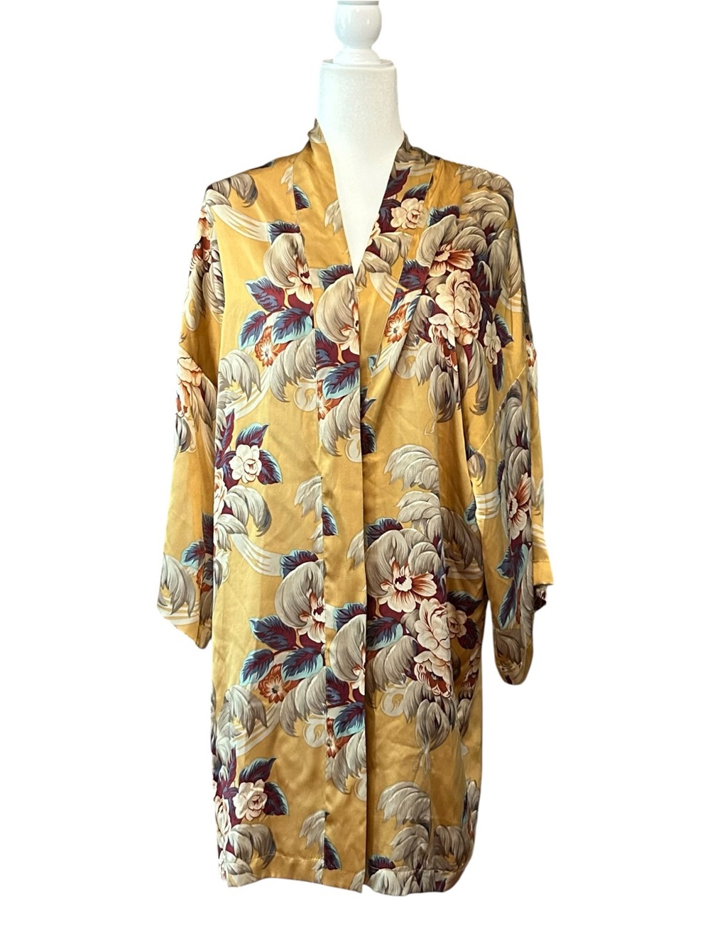 VINTAGE Victoriaâs Secret Gold Label 100% Silk Kimono Wrap Robe Womenâs SZ M